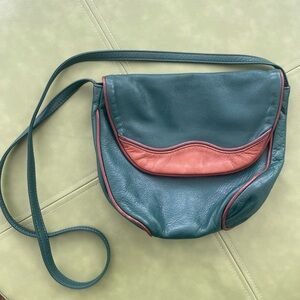 Vintage Green and Brown leather purse